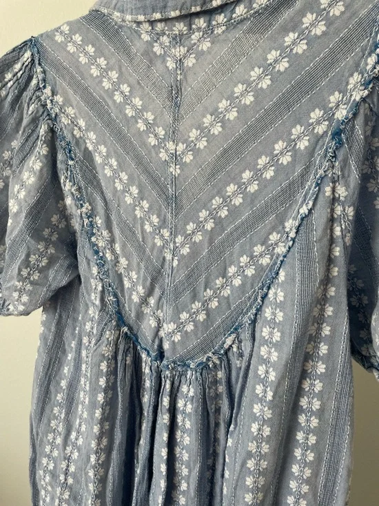 Free People Rodeo Prairie Floral Blue Midi Dress Boho Western Size S - Picture 6 of 7